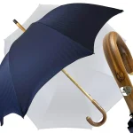 Çadër Blu Navy me dru gështenjë natyrale të lakuar me dorë