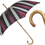 Çadër shumëngjyrësh me vija - Dorezë prej druri natyral ahu