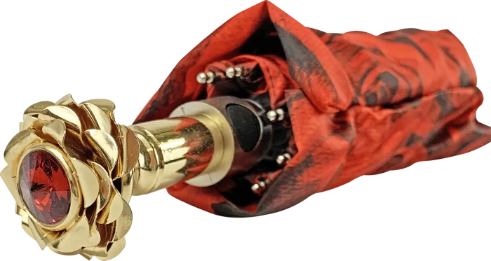 Çadër romantike e palosshme me dorezë trëndafili të veshur me ar 24K - Image 3