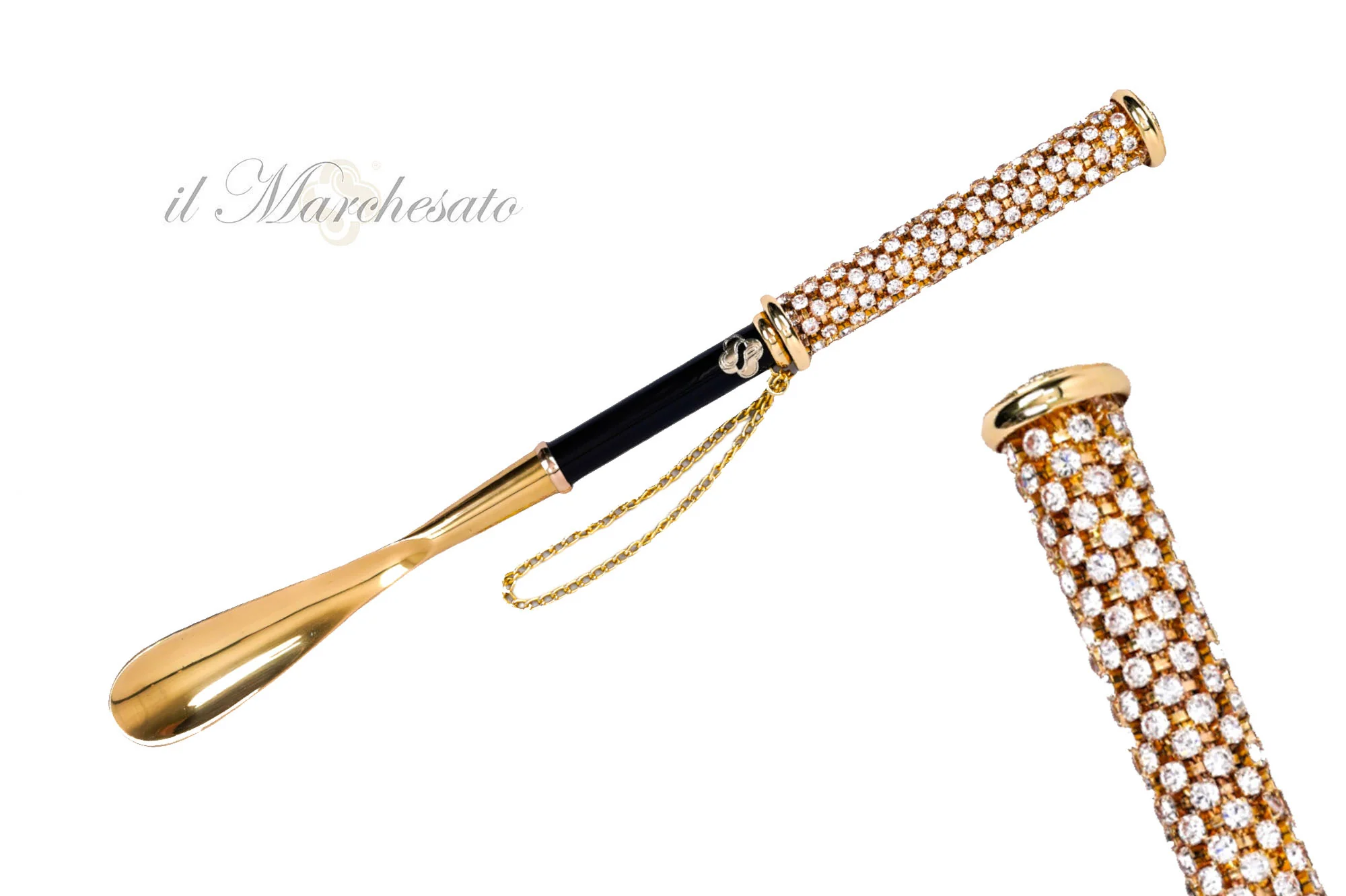 C848_2048x2048 Lugë këpuce luksoze e zbukuruar me kristale rhinestone dhe detaje të arta - Image 1