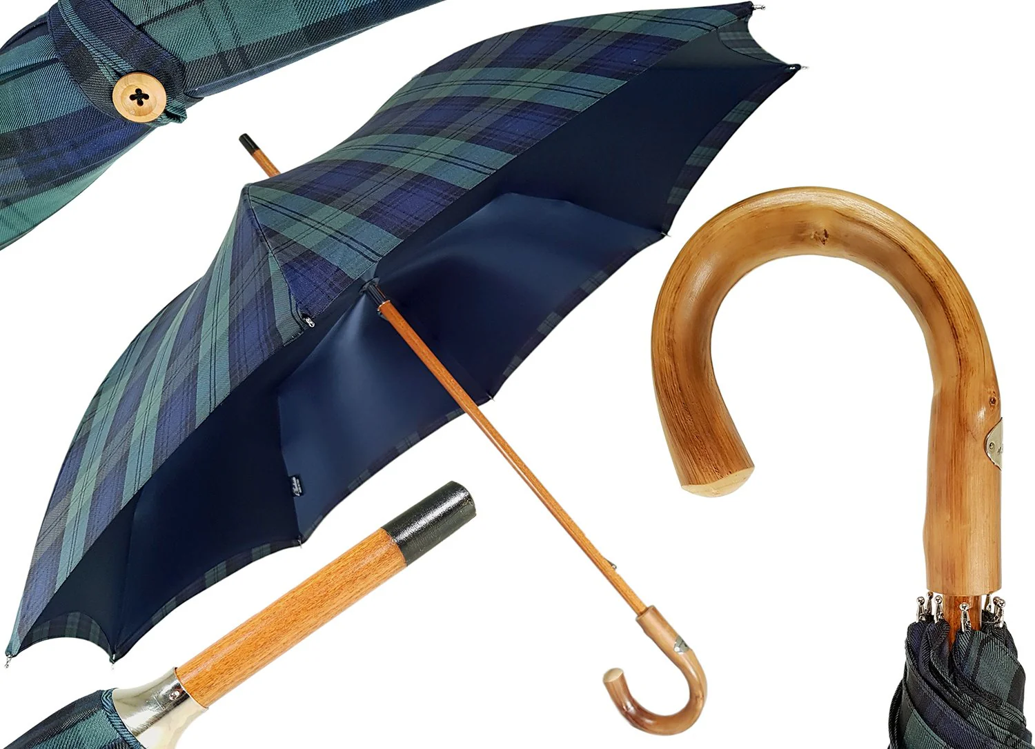 DOUBLE_CLOTH_MEN_COTTON_UMBRELLA_2048x2048 Çadër - il Marchesato për meshkuj me dorezë druri - Image 1