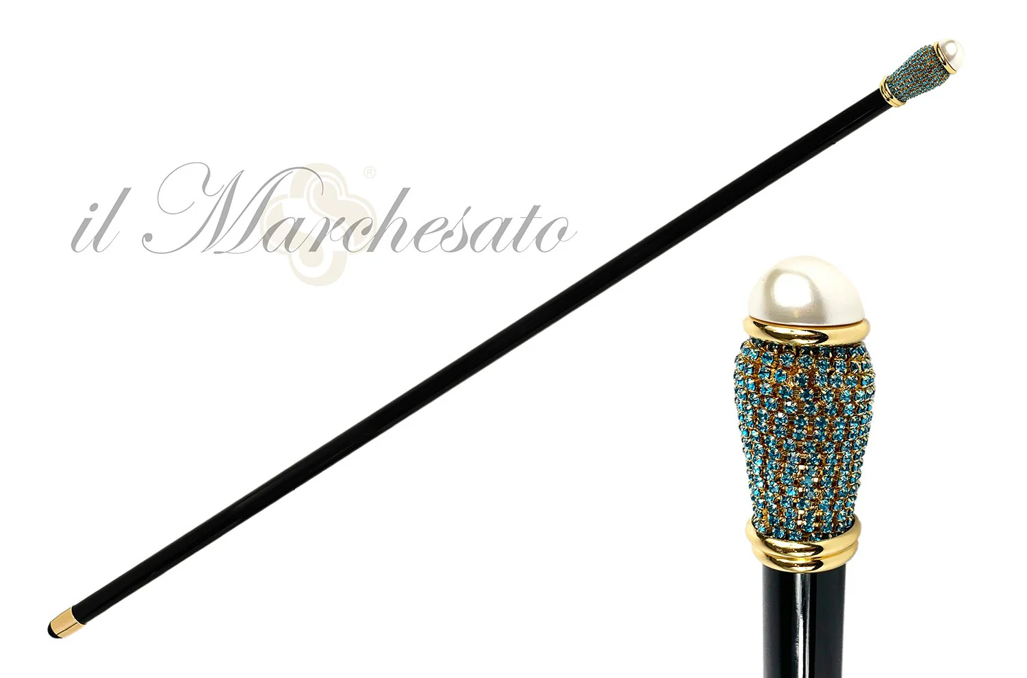 B705A_2048x2048 BASTUN - il Marchesato dekoruar me kristale dhe perlë - Image 1