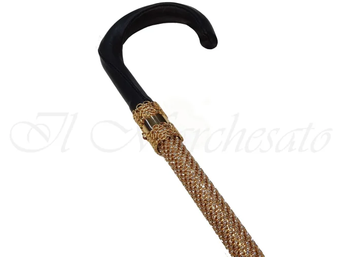 Bastun elegante  e veshur me kristale Swarovski - dorezë lëkure - Image 2