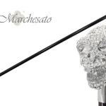 Bastun Luksoz me Kafkë në Argjend "Il Marchesato," i Stolisur me Kristale Swarovski