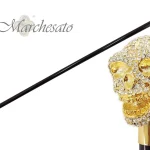 Bastun Luksoz me Kafkë në Ar "Il Marchesato," i Stolisur me Qindra Kristale Swarovski