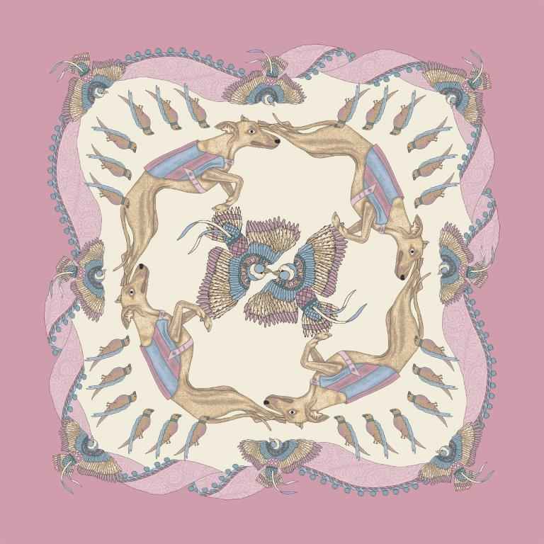 Foulard in Seta - Animali Rosa Foulard in Seta - Animali Rosa