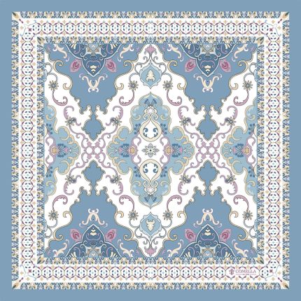 Foulard in Seta - Celeste/Rosa/Beige