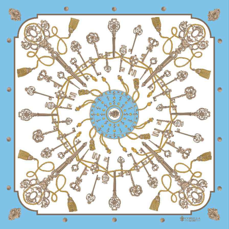 Foulard in Seta - Chiavi Azzurro Foulard in Seta - Chiavi Azzurro
