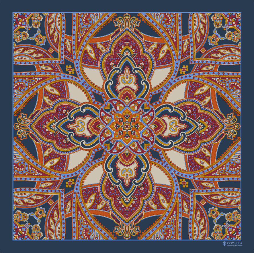 Foulard in Seta - Fantasia Blu Scuro Foulard in Seta - Fantasia Blu Scuro