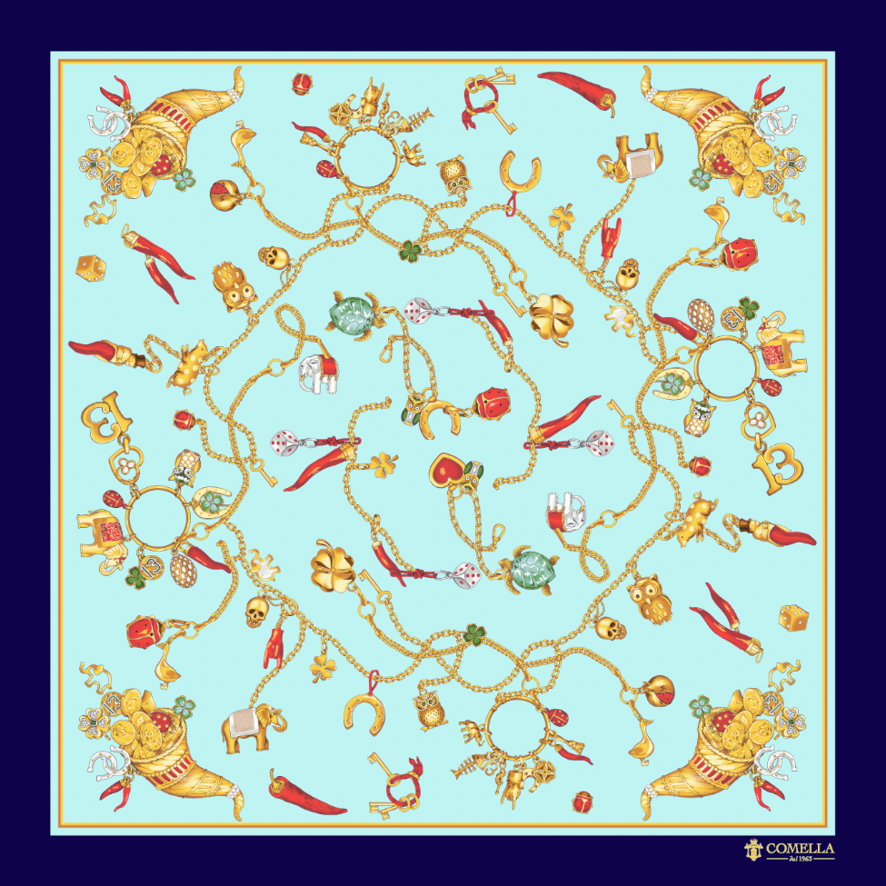 Foulard in Seta - Fantasia Blu Foulard in Seta - Fantasia Blu