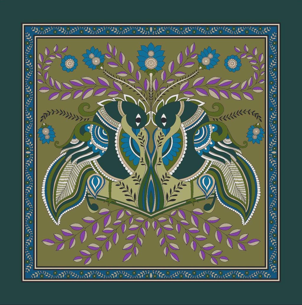 Foulard in Seta - Fantasia Verde Foulard in Seta - Fantasia Verde