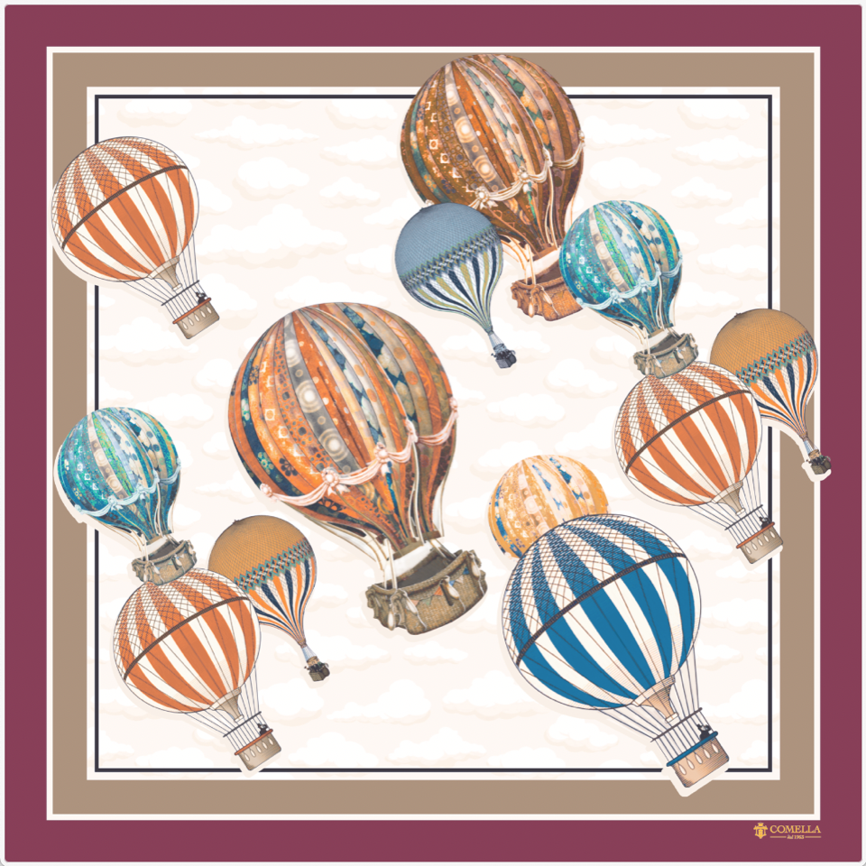 Foulard in Seta - Mongolfiere Bordeaux Foulard in Seta - Mongolfiere Bordeaux