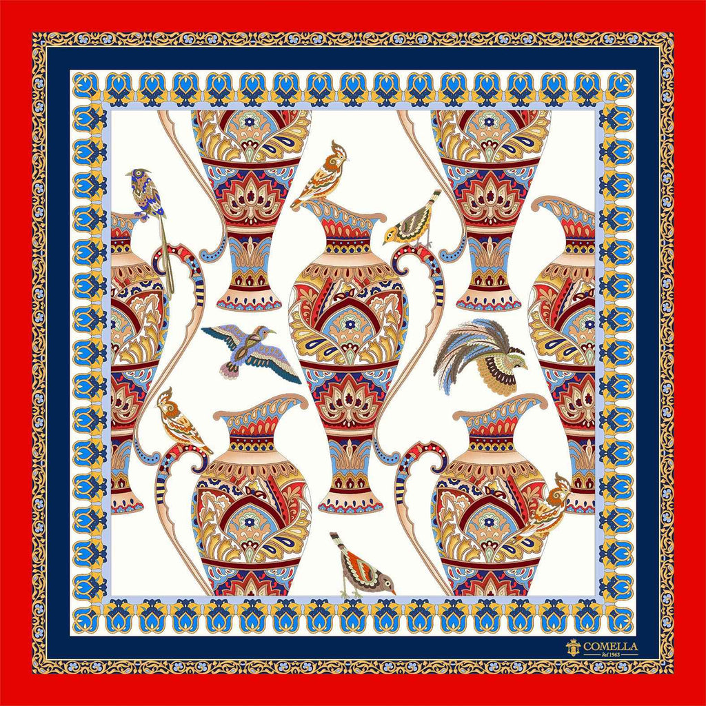 Foulard in Seta - Vasi Rosso Foulard in Seta - Vasi Rosso